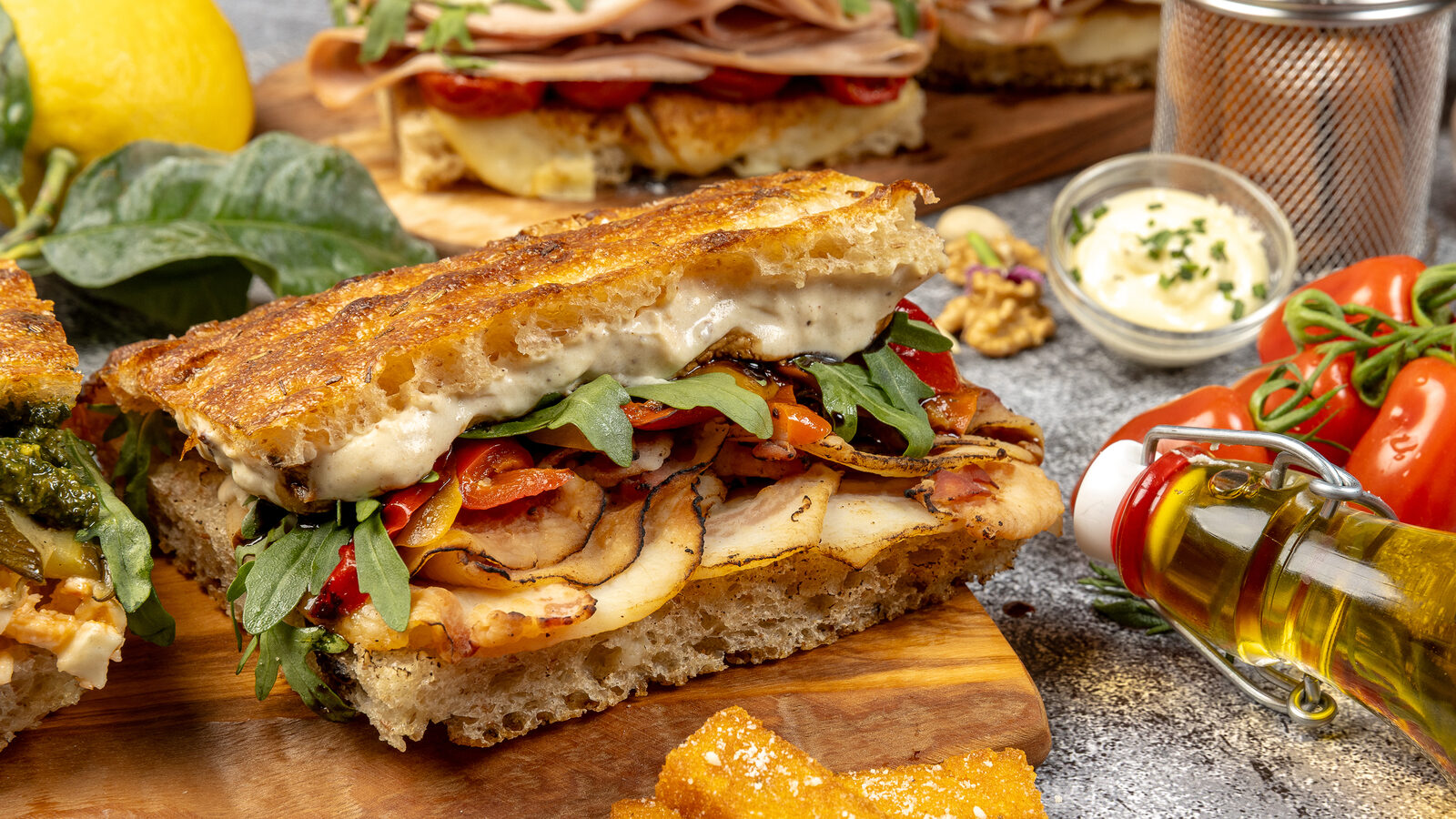 La Posata focaccia and Italian ingredients